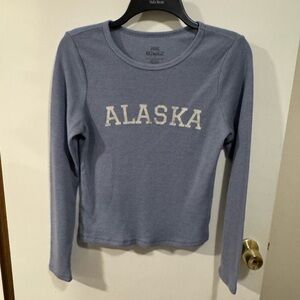 Juniors Long Sleeve Blue Shirt “Alaska” Logo - Pink Republic - Size Large